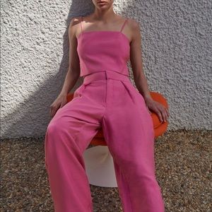 NBW Hot pink linen crop top size small Zara